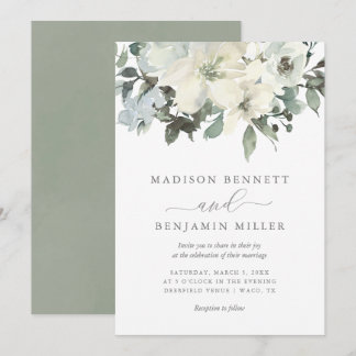 Invitation Élégant ivoire et Mariage de verdure fleurie de Sa