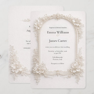 Invitation Elegant Ivory Floral Wedding Invitation.