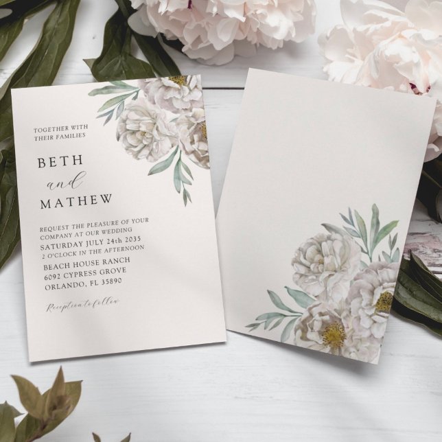 Invitation Elegant Ivory & Off White Florals Wedding (Créateur téléchargé)