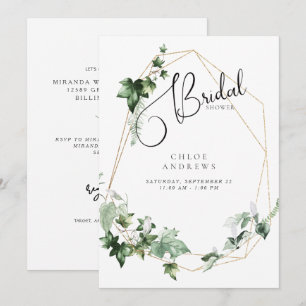 Invitation Elégant Ivy Foliage blanc Douche nuptiale Invitati