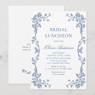 Invitation Élégant Jardin Bleu Français Jardin BRIDAL LUNCHEO