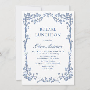 Invitation Élégant Jardin Bleu Français Jardin BRIDAL LUNCHEO