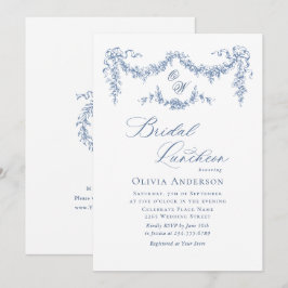 Invitation Élégant Jardin Bleu Toile Français Jardin BRIDAL L