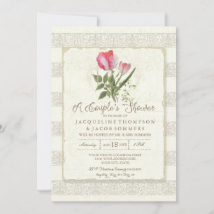 Invitation Elégant Jardin Botanique Floral Couples Douche