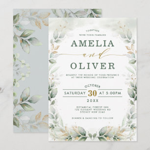 Invitation Elégant jardin botanique Gold Garden Mariage