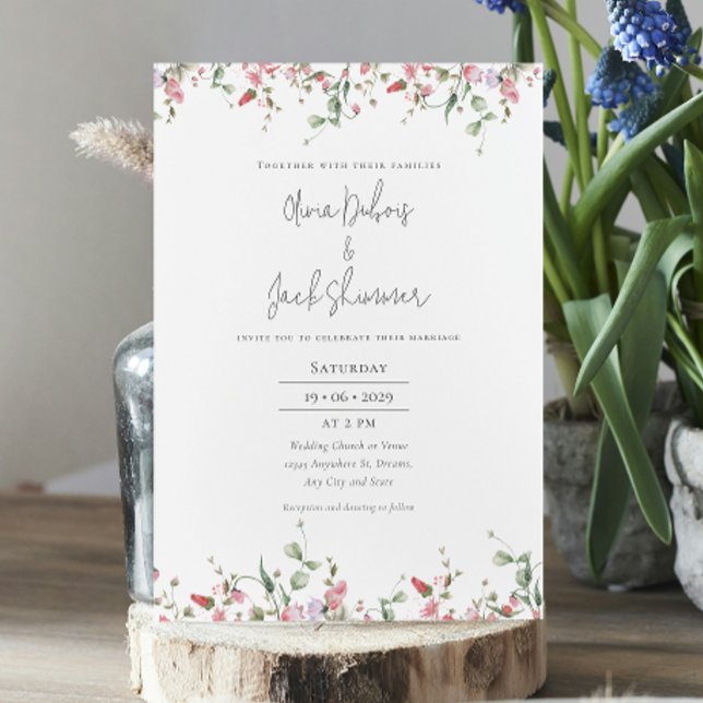 Invitation Elégant jardin botanique Rose Mariage Invitat (Créateur téléchargé)