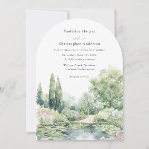 Invitation Élégant Jardin d'Été à l'Aquarelle Mariage Voûté