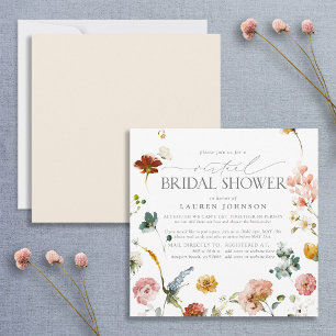Invitation Elégant Jardin Fleurs Aquarelle Douche Virtuelle
