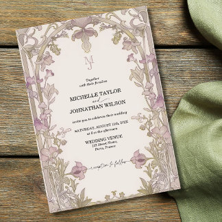 Invitation Élégant Jardin Floral Art Nouveau Vintage