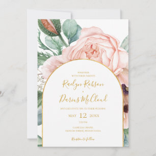 Invitation Elégant Jardin Floral Blush   Mariage Décontracté 
