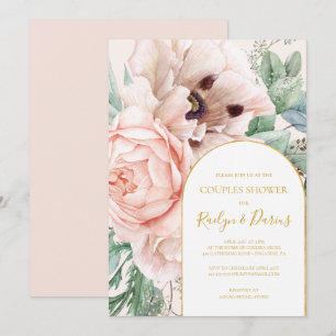 Invitation Elégant Jardin Floral Blush Pastel Couples Douche