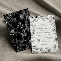 Elégant Jardin Floral Noir Et Blanc Mariage