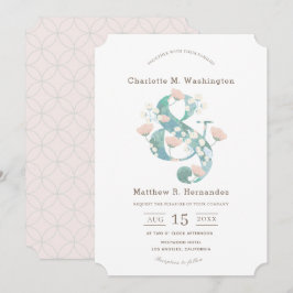 Invitation Elégant Jardin Floral Rose Bleu Mariage