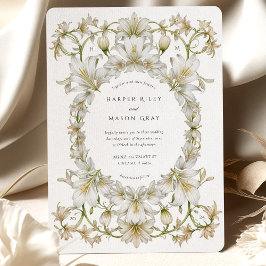 Invitation Elégant Jardin Lily Blanche Mariage