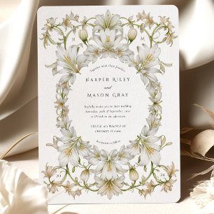 Invitation Elégant Jardin Lily Blanche Mariage