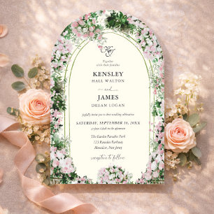 Invitation Élégant Jardin Rose avec Mariage Photo 