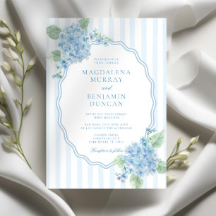 Invitation Elégant Jardin Victorien Blue Hydrangea Mariage