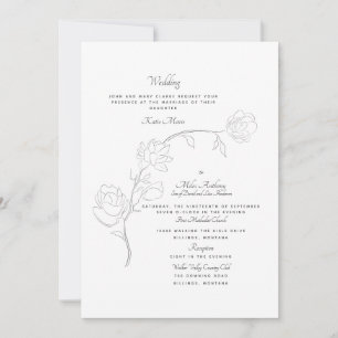 Invitation Elégant Jasmine Blanc Deux Lieux