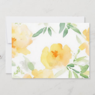 Invitation Elégant jaune pêche orange aquarelle fleurie