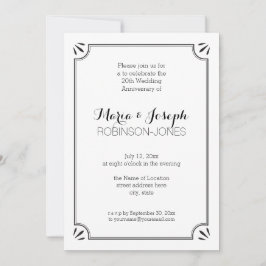 Invitation Elégant Jazz Age Mariage noir et blanc Anniversa