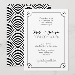 Invitation Elégant Jazz Age Mariage noir et blanc Anniversa