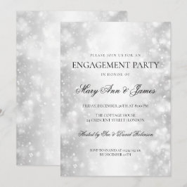 Invitation Élégant Jeu d'Engagement Silver Shimmer Lumières