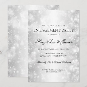 Invitation Élégant Jeu d'Engagement Silver Shimmer Lumières