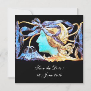 INVITATION ELÉGANT JEWEL DE BEAUTÉ FEMME /LADY, BOW BLEU, FLE