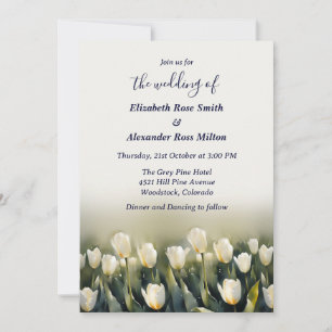 Invitation Elégant Joli jardin de tulipes blanches mariage