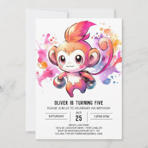 Invitation Elégant Jouer Singe Anniversaire