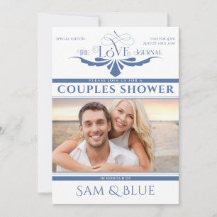 Invitation Elégant journal Dusty Blue Bridal Couples Douche