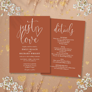 Invitation Elegant Just Love All In One Mariage Terre Cuite