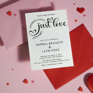 Invitation Élégant Juste Amour Cœur Noir et Blanc Mariage
