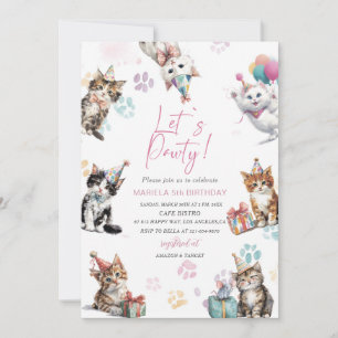 Invitation Élégant Kitten chat aquarelle 5ème anniversaire