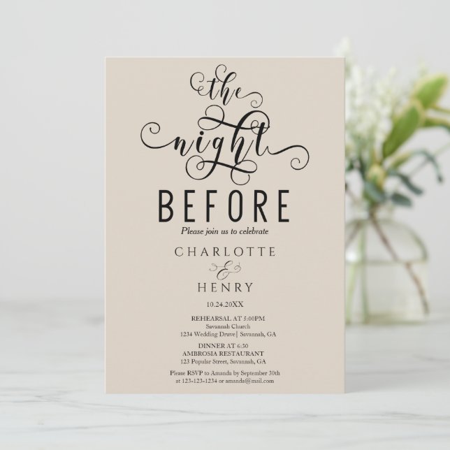 Invitation Élégant La Nuit Avant Le Dîner De Répétition (Debout devant)