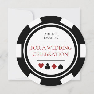 Invitation Elégant Las Vegas Black White Poker Mariage Chip