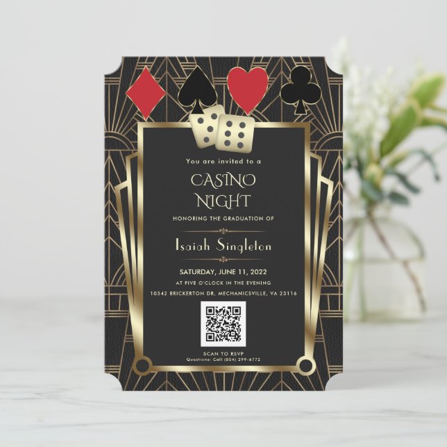 Invitation Élégant Las Vegas Casino Diplôme de nuit (Debout devant)