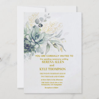 Invitation Elegant Laurel Wreath Monogram Typography Wedding 