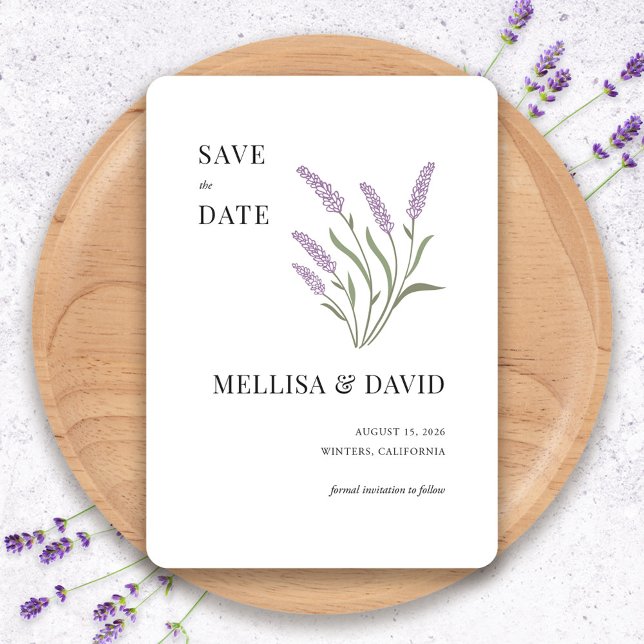Invitation Élégant Lavande Enregistrer La Date (Elegant Lavender Save The Date by Fiesta Valley Print)