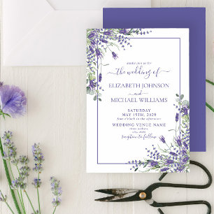 Invitation Élégant Lavande Eucalyptus Mariage de script flora