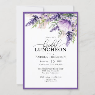 Invitation Élégant Lavande Fleurs violettes Déjeuner nuptial