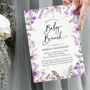 Invitation Élégant Lavande Lilac Florals Baby Brunch