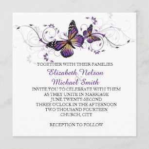Invitation Elégant Lavender Butterfly Swirls Wedding Invitati