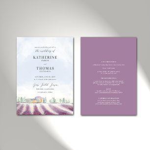 Invitation Élégant Lavender Field Rustique tout en un Mariage