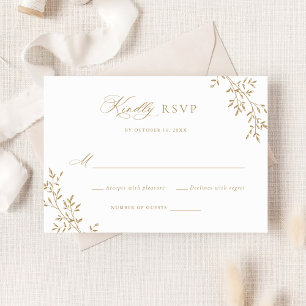 Invitation Elégant Leafy Gold Laurel Botanical Wedding RSVP