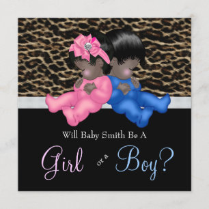 Invitation Elégant Leopard Baby Genre Reveal Douche