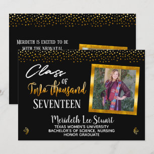 Invitation Elégant Lettrage main 2 Photo Trendy Graduation