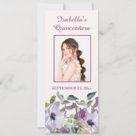Invitation Elégant Lilac Blue Floral Quinceañera Signet