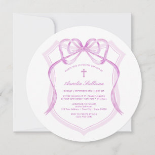 Invitation Élégant Lilac Bow Crest Baptisme