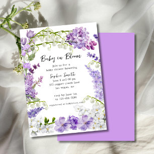 Invitation Élégant Lilac Floral Baby Dans Le Baby shower Fleu